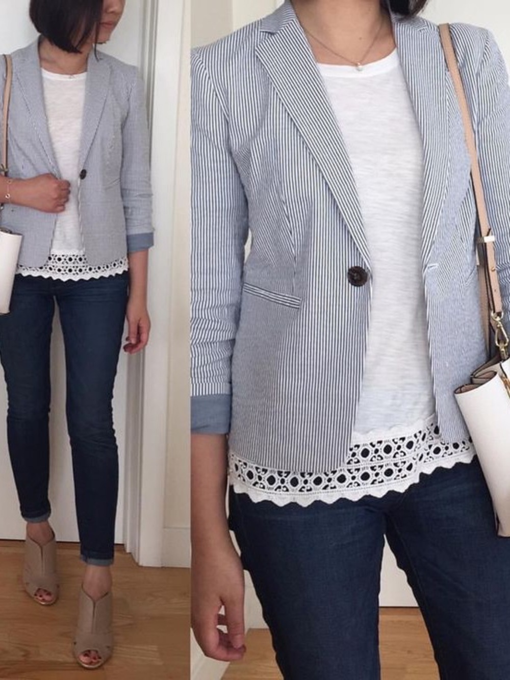 Ann Taylor Seersucker Blazer- size 8